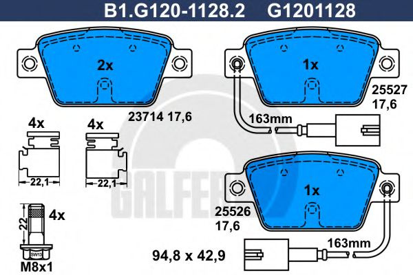 Set placute frana,frana disc FIAT BRAVO Van (198) (2008 - 2016) GALFER B1.G120-1128.2 piesa NOUA