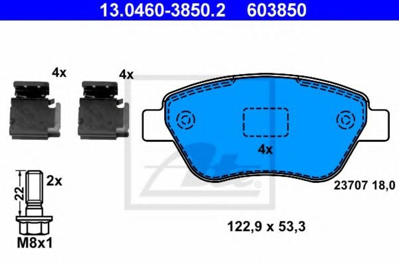 Set placute frana,frana disc FIAT DOBLO Cargo (223) (2000 - 2016) ATE 13.0460-3850.2 piesa NOUA