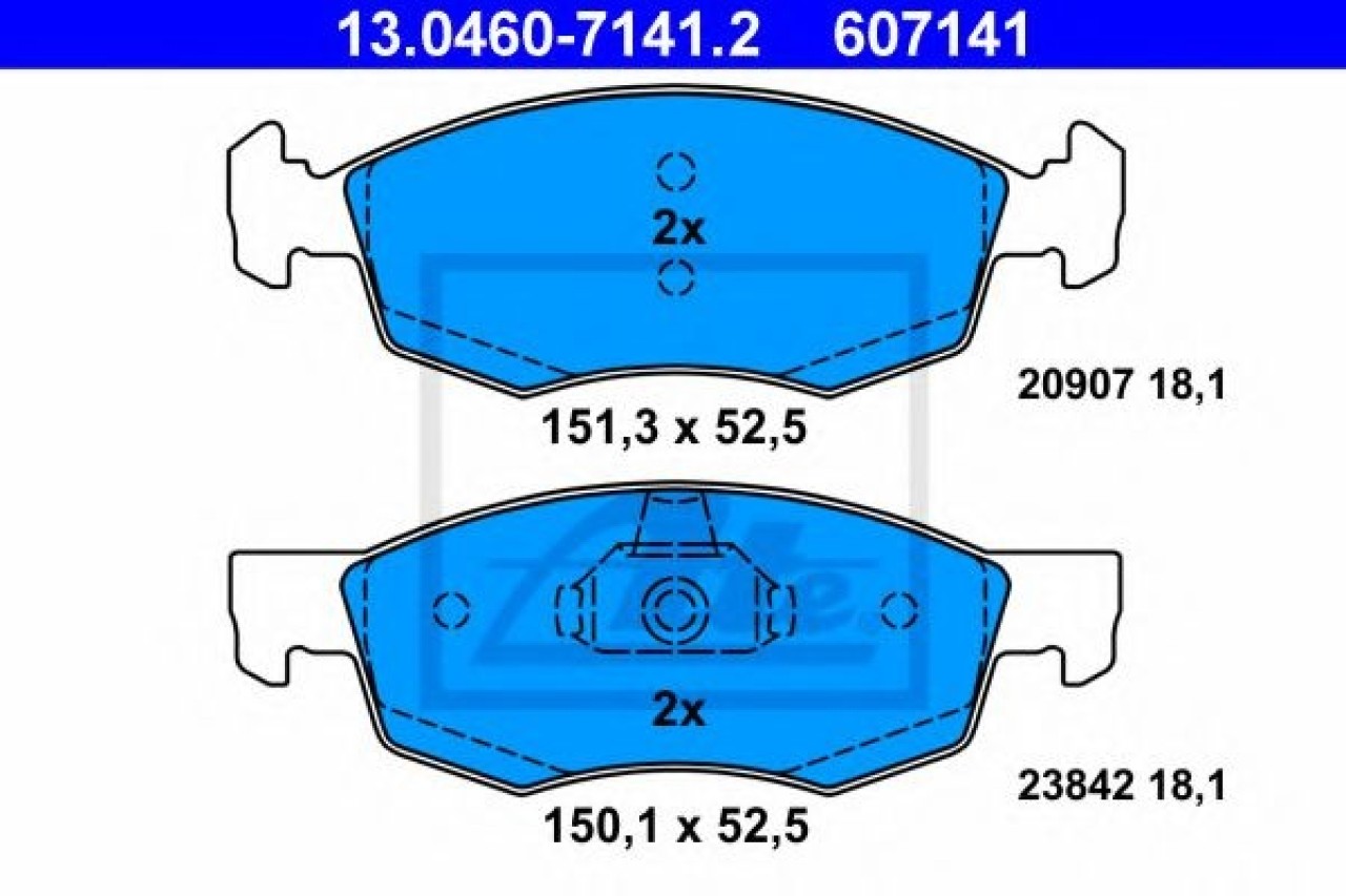 Set placute frana,frana disc FIAT DOBLO Cargo (223) (2000 - 2016) ATE 13.0460-7141.2 piesa NOUA