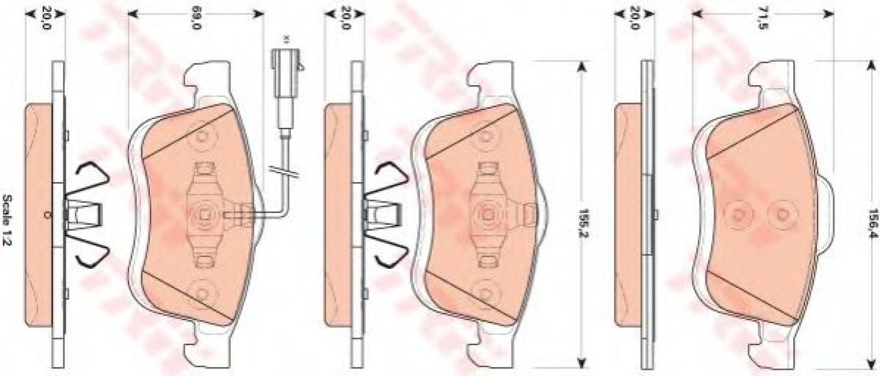 Set placute frana,frana disc FIAT DOBLO Combi (263) (2010 - 2016) TRW GDB1864 piesa NOUA