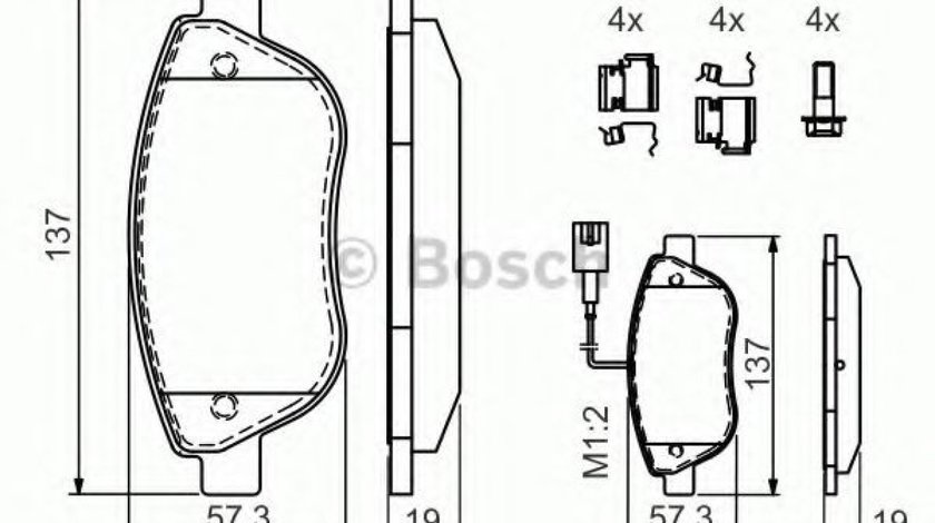 Set placute frana,frana disc FIAT DOBLO Combi (263) (2010 - 2016) BOSCH 0 986 424 596 produs NOU