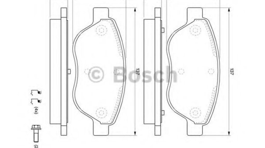 Set placute frana,frana disc FIAT DOBLO Microbus (223, 119) (2001 - 2016) BOSCH 0 986 494 074 piesa NOUA