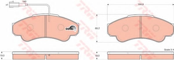 Set placute frana,frana disc FIAT DUCATO bus (230) (1994 - 2002) TRW GDB1518 piesa NOUA