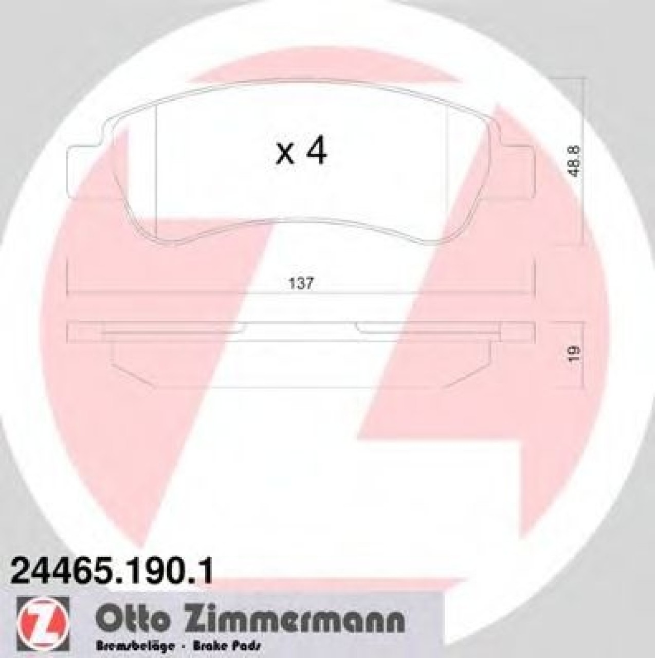 Set placute frana,frana disc FIAT DUCATO platou / sasiu (250, 290) (2006 - 2016) ZIMMERMANN 24465.190.1 piesa NOUA
