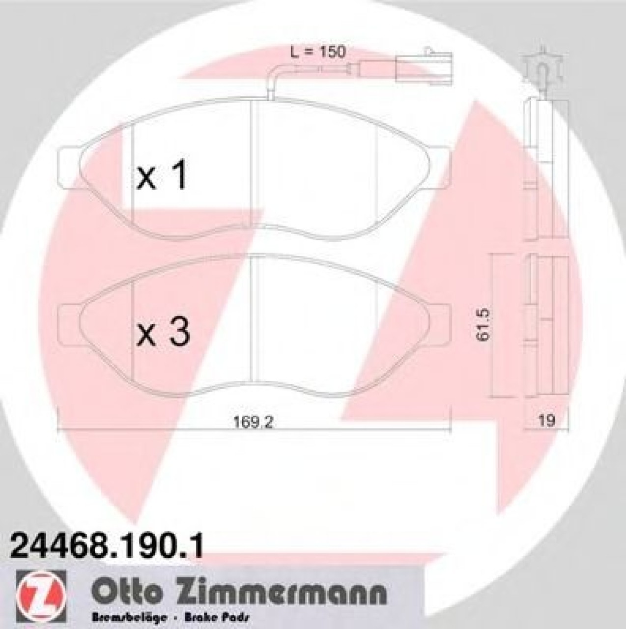 Set placute frana,frana disc FIAT DUCATO platou / sasiu (250, 290) (2006 - 2016) ZIMMERMANN 24468.190.1 piesa NOUA