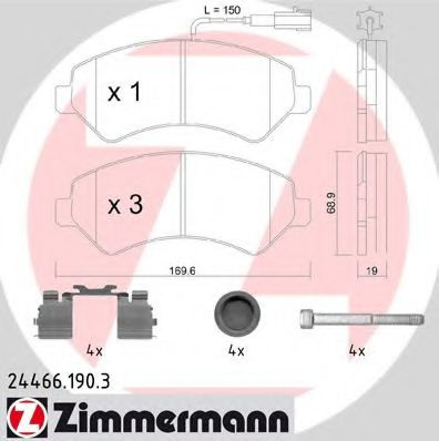 Set placute frana,frana disc FIAT DUCATO platou / sasiu (250, 290) (2006 - 2016) ZIMMERMANN 24466.190.3 piesa NOUA