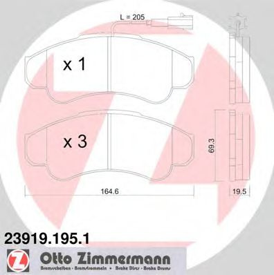 Set placute frana,frana disc FIAT DUCATO platou / sasiu (244) (2002 - 2016) ZIMMERMANN 23919.195.1 piesa NOUA
