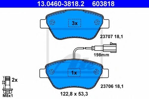 Set placute frana,frana disc FIAT IDEA (350) (2003 - 2016) ATE 13.0460-3818.2 piesa NOUA