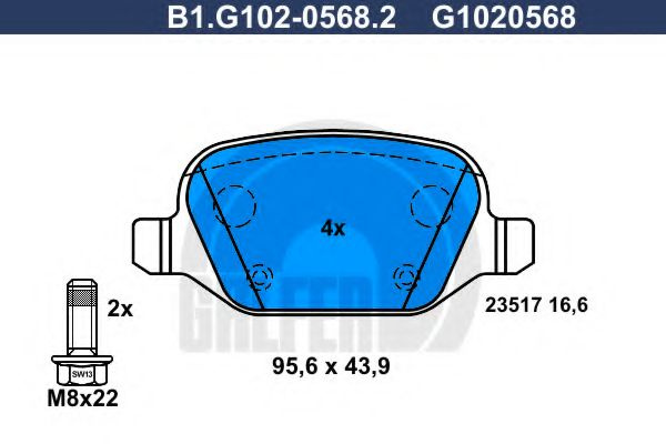 Set placute frana,frana disc FIAT LINEA (323) (2007 - 2016) GALFER B1.G102-0568.2 piesa NOUA