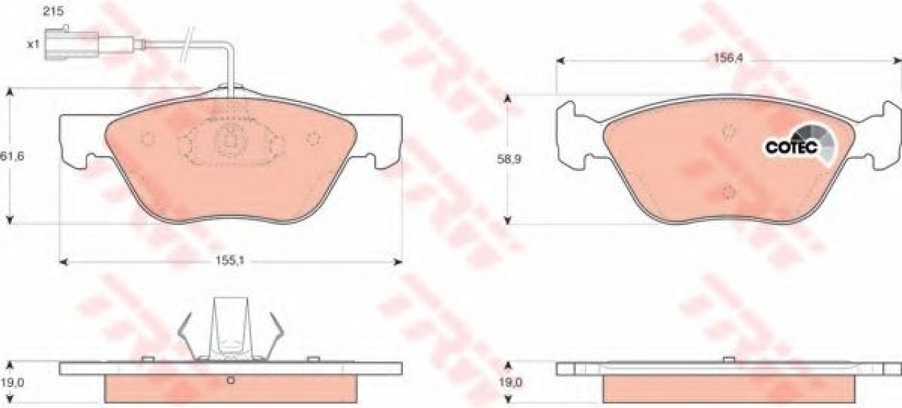 Set placute frana,frana disc FIAT MAREA Weekend (185) (1996 - 2007) TRW GDB1445 piesa NOUA