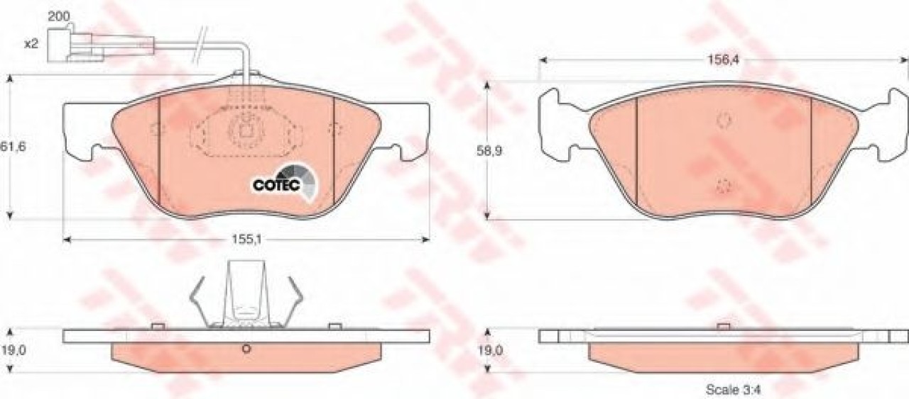 Set placute frana,frana disc FIAT MAREA Weekend (185) (1996 - 2007) TRW GDB1212 piesa NOUA