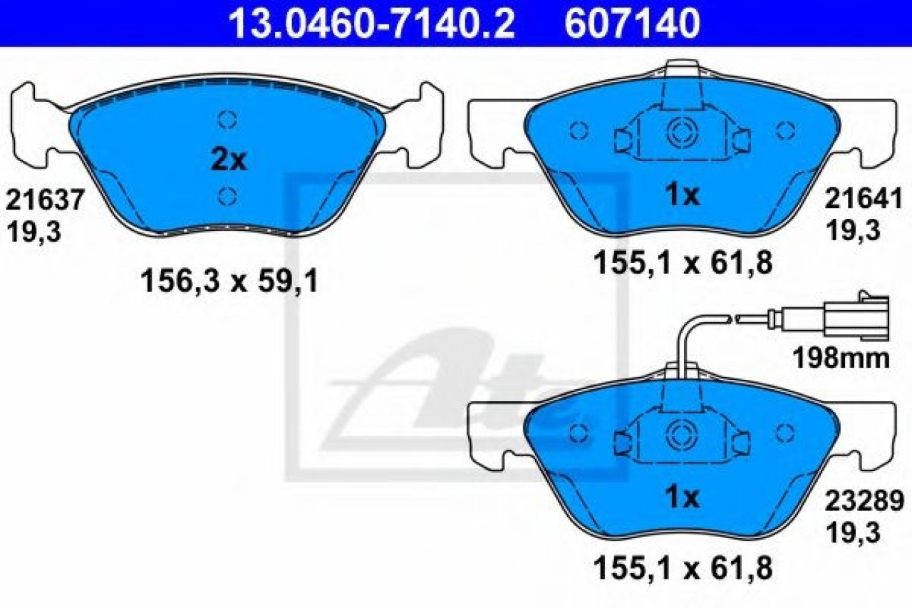 Set placute frana,frana disc FIAT MULTIPLA (186) (1999 - 2010) ATE 13.0460-7140.2 piesa NOUA