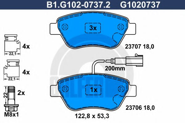 Set placute frana,frana disc FIAT PANDA (169) (2003 - 2016) GALFER B1.G102-0737.2 piesa NOUA
