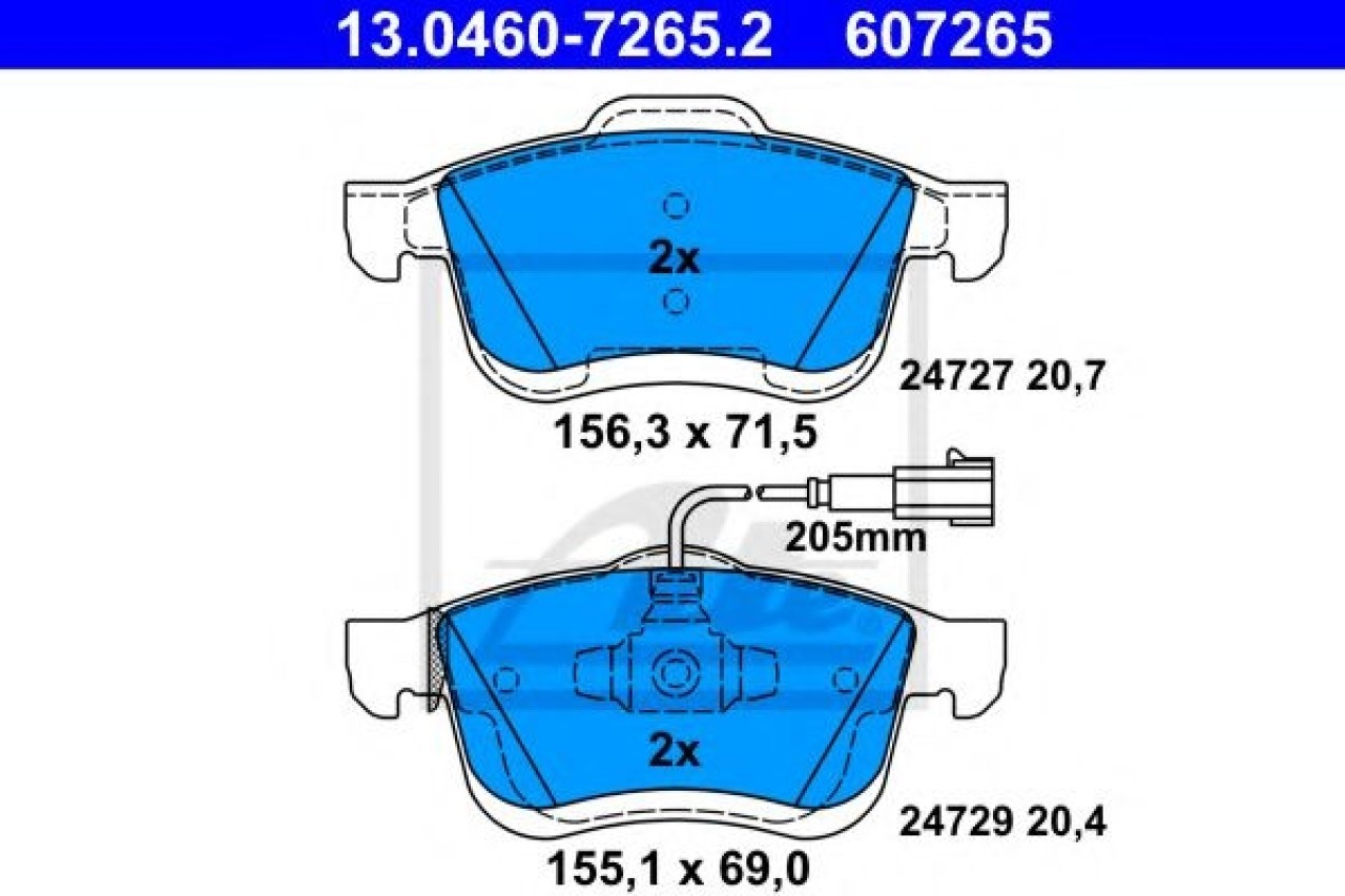 Set placute frana,frana disc FIAT PRATICO platou / sasiu (263) (2010 - 2016) ATE 13.0460-7265.2 piesa NOUA