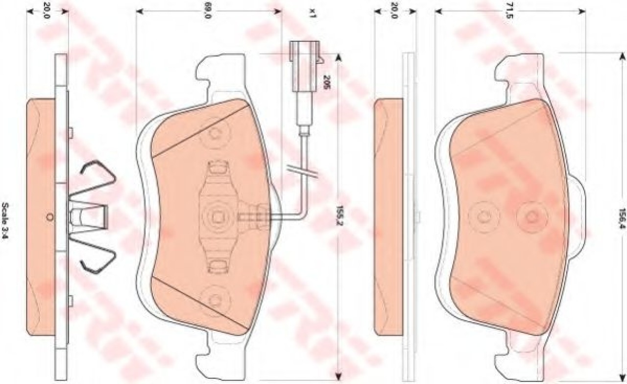 Set placute frana,frana disc FIAT PRATICO platou / sasiu (263) (2010 - 2016) TRW GDB1865 piesa NOUA