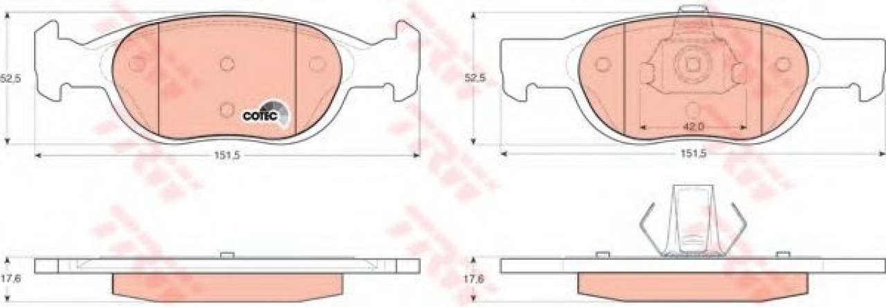 Set placute frana,frana disc FIAT PUNTO (176) (1993 - 1999) TRW GDB1339 piesa NOUA