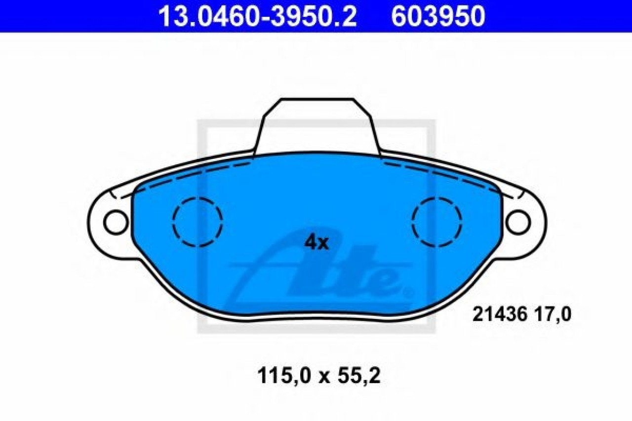 Set placute frana,frana disc FIAT PUNTO Cabriolet (176C) (1994 - 2000) ATE 13.0460-3950.2 piesa NOUA