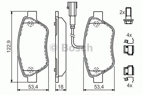 Set placute frana,frana disc FIAT QUBO (225) (2008 - 2016) BOSCH 0 986 494 113 piesa NOUA