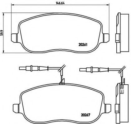 Set placute frana,frana disc FIAT SCUDO caroserie (220L) (1996 - 2006) BREMBO P 23 090 piesa NOUA
