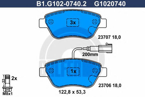 Set placute frana,frana disc FIAT STILO (192) (2001 - 2010) GALFER B1.G102-0740.2 piesa NOUA