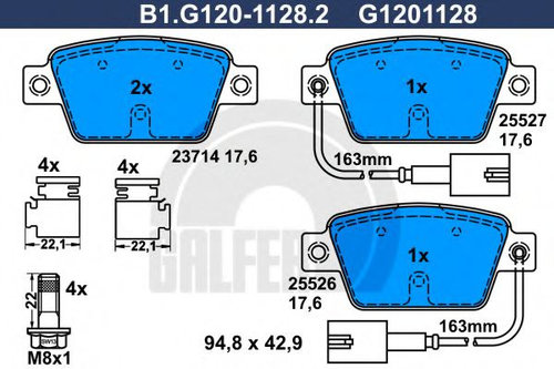 Set placute frana,frana disc FIAT STILO Multi Wagon (192) (2003 - 2008) GALFER B1.G120-1128.2 piesa ...