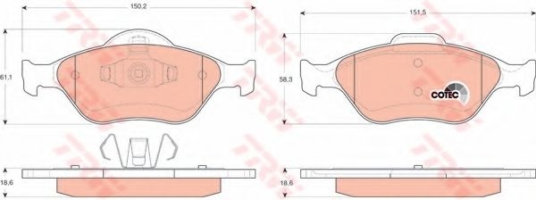 Set placute frana,frana disc FORD COURIER (J3, J5) (1996 - 2016) TRW GDB1419 piesa NOUA