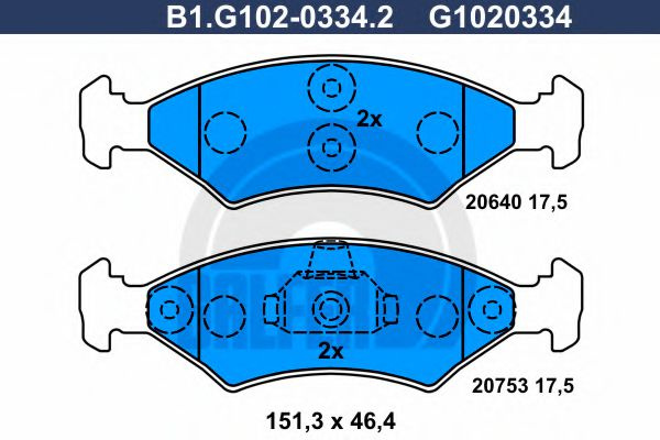 Set placute frana,frana disc FORD FIESTA IV (JA, JB) (1995 - 2002) GALFER B1.G102-0334.2 piesa NOUA