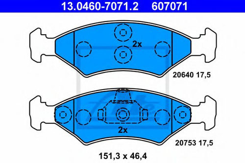 Set placute frana,frana disc FORD FIESTA IV (JA, JB) (1995 - 2002) ATE 13.0460-7071.2 piesa NOUA