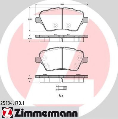Set placute frana,frana disc FORD FIESTA VI (2008 - 2016) ZIMMERMANN 25134.170.1 piesa NOUA