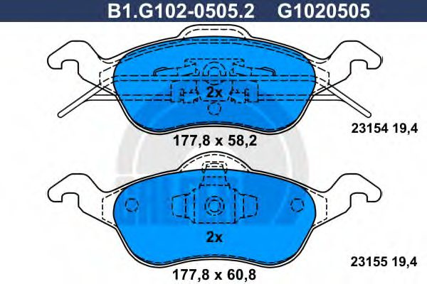 Set placute frana,frana disc FORD FOCUS Combi (DNW) (1999 - 2007) GALFER B1.G102-0505.2 piesa NOUA