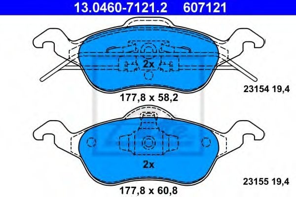 Set placute frana,frana disc FORD FOCUS Combi (DNW) (1999 - 2007) ATE 13.0460-7121.2 piesa NOUA