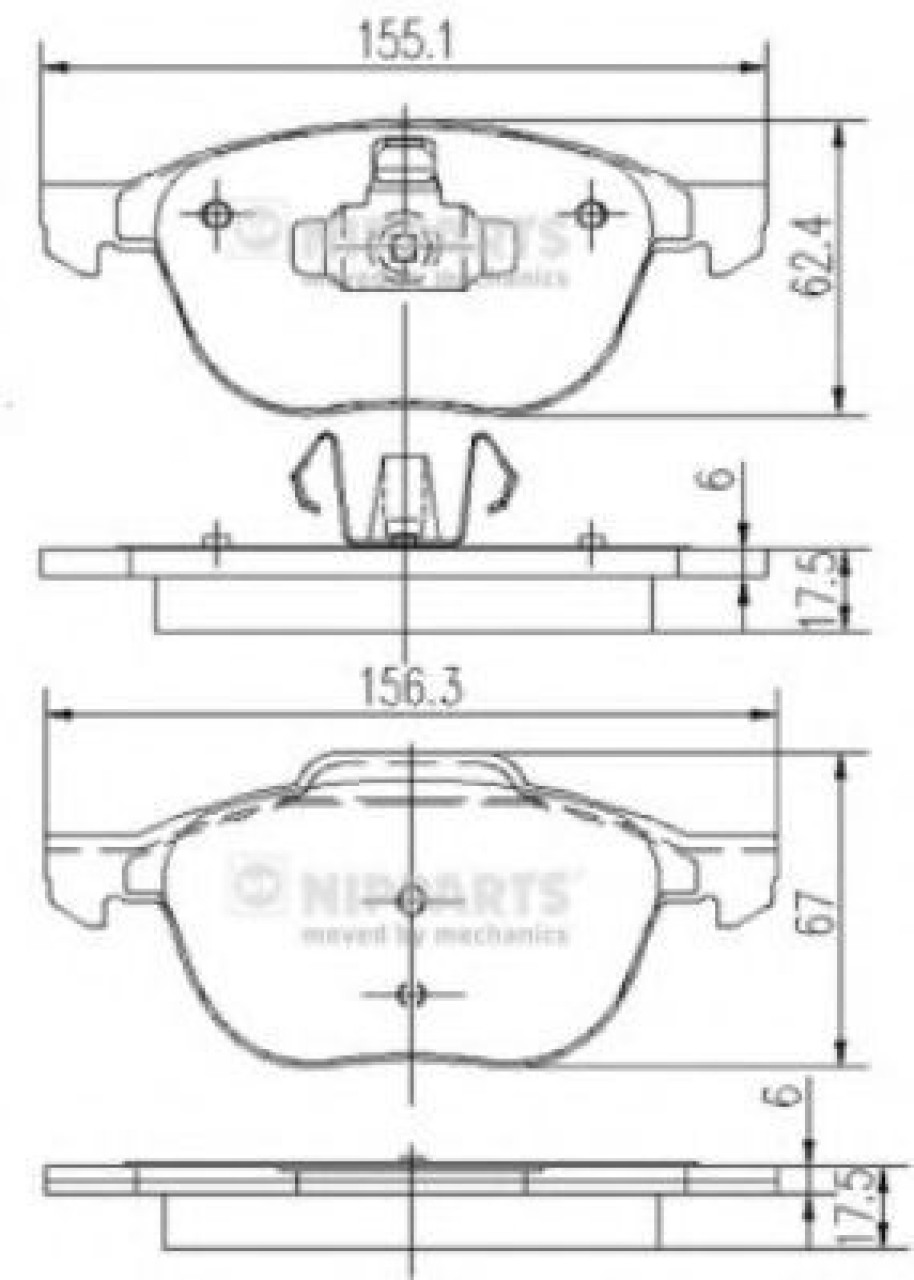 Set placute frana,frana disc FORD FOCUS II (DA) (2004 - 2012) NIPPARTS J3603063 piesa NOUA