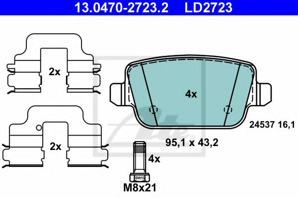 Set placute frana,frana disc FORD GALAXY (WA6) (2006 - 2015) ATE 13.0470-2723.2 piesa NOUA