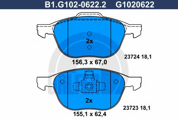 Set placute frana,frana disc FORD KUGA I (2008 - 2016) GALFER B1.G102-0622.2 piesa NOUA