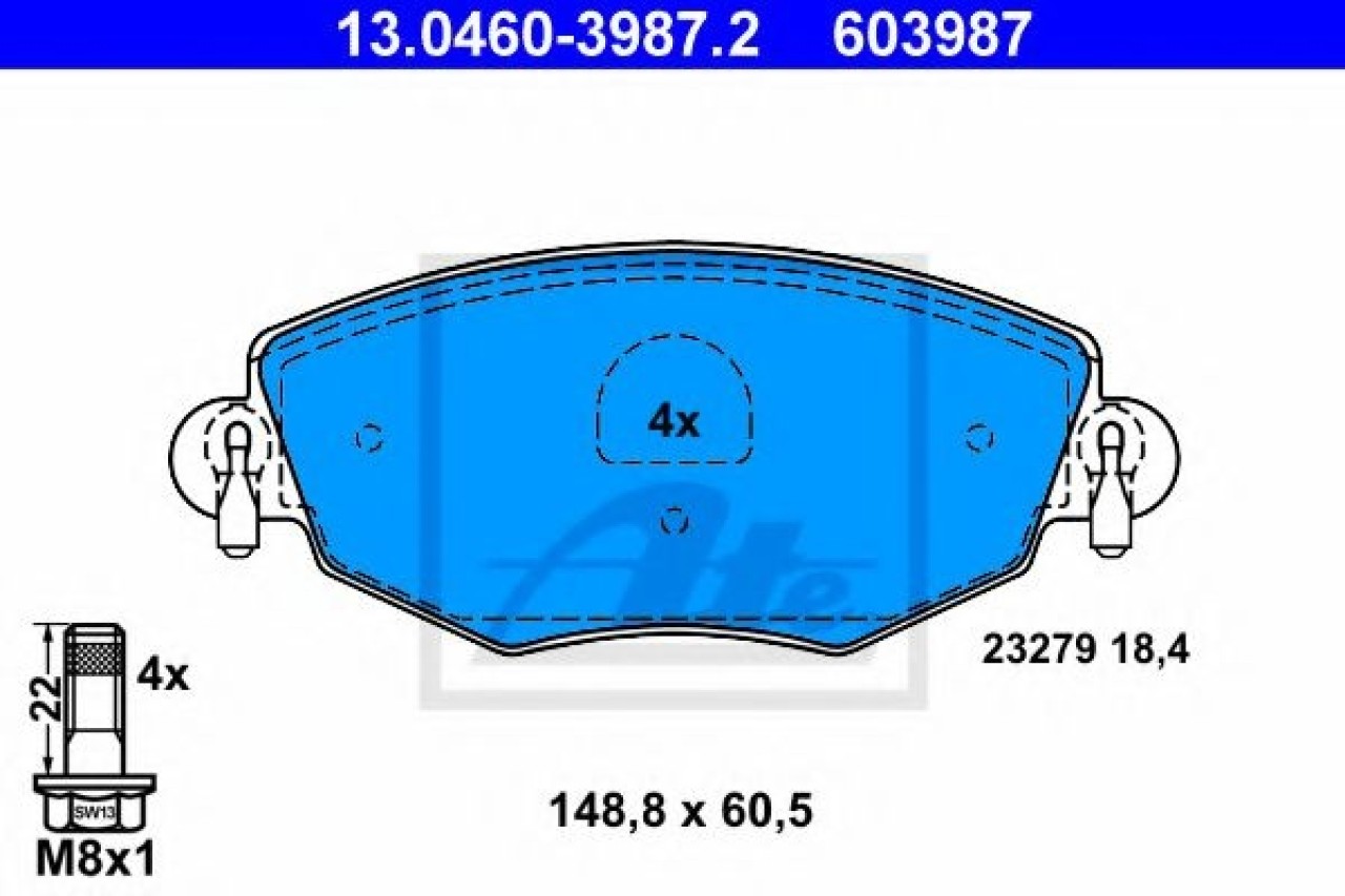 Set placute frana,frana disc FORD MONDEO III (B5Y) (2000 - 2007) ATE 13.0460-3987.2 piesa NOUA