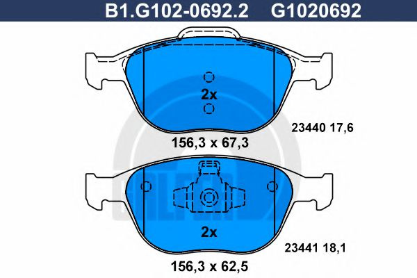 Set placute frana,frana disc FORD TOURNEO CONNECT (2002 - 2016) GALFER B1.G102-0692.2 piesa NOUA