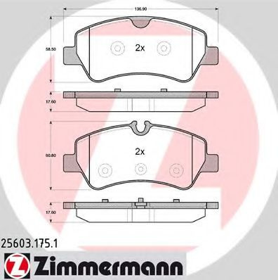 Set placute frana,frana disc FORD TRANSIT bus (2013 - 2016) ZIMMERMANN 25603.175.1 piesa NOUA