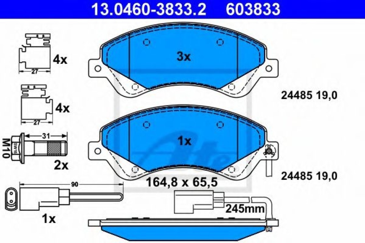 Set placute frana,frana disc FORD TRANSIT bus (2006 - 2014) ATE 13.0460-3833.2 piesa NOUA
