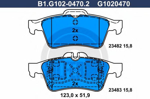 Set placute frana,frana disc FORD TRANSIT CONNECT (P65, P70, P80) (2002 - 2016) GALFER B1.G102-0470....