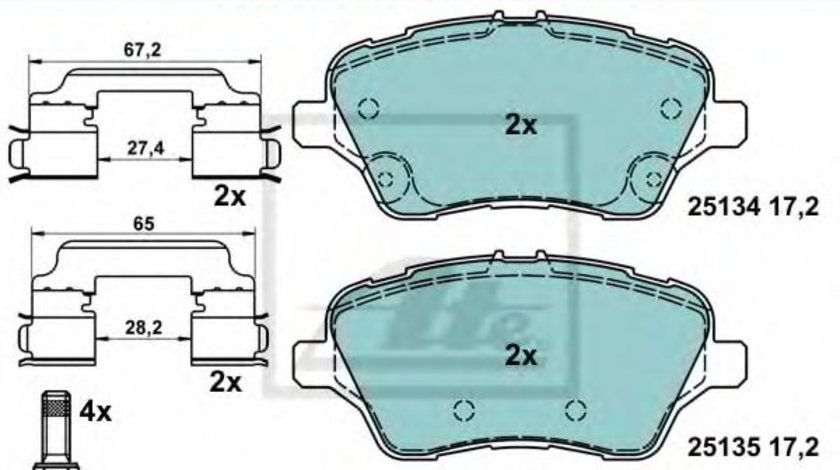 Set placute frana,frana disc FORD TRANSIT COURIER caroserie (2014 - 2016) ATE 13.0470-2784.2 piesa NOUA