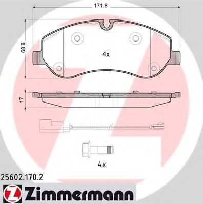 Set placute frana,frana disc FORD TRANSIT platou / sasiu (2013 - 2016) ZIMMERMANN 25602.170.2 piesa NOUA