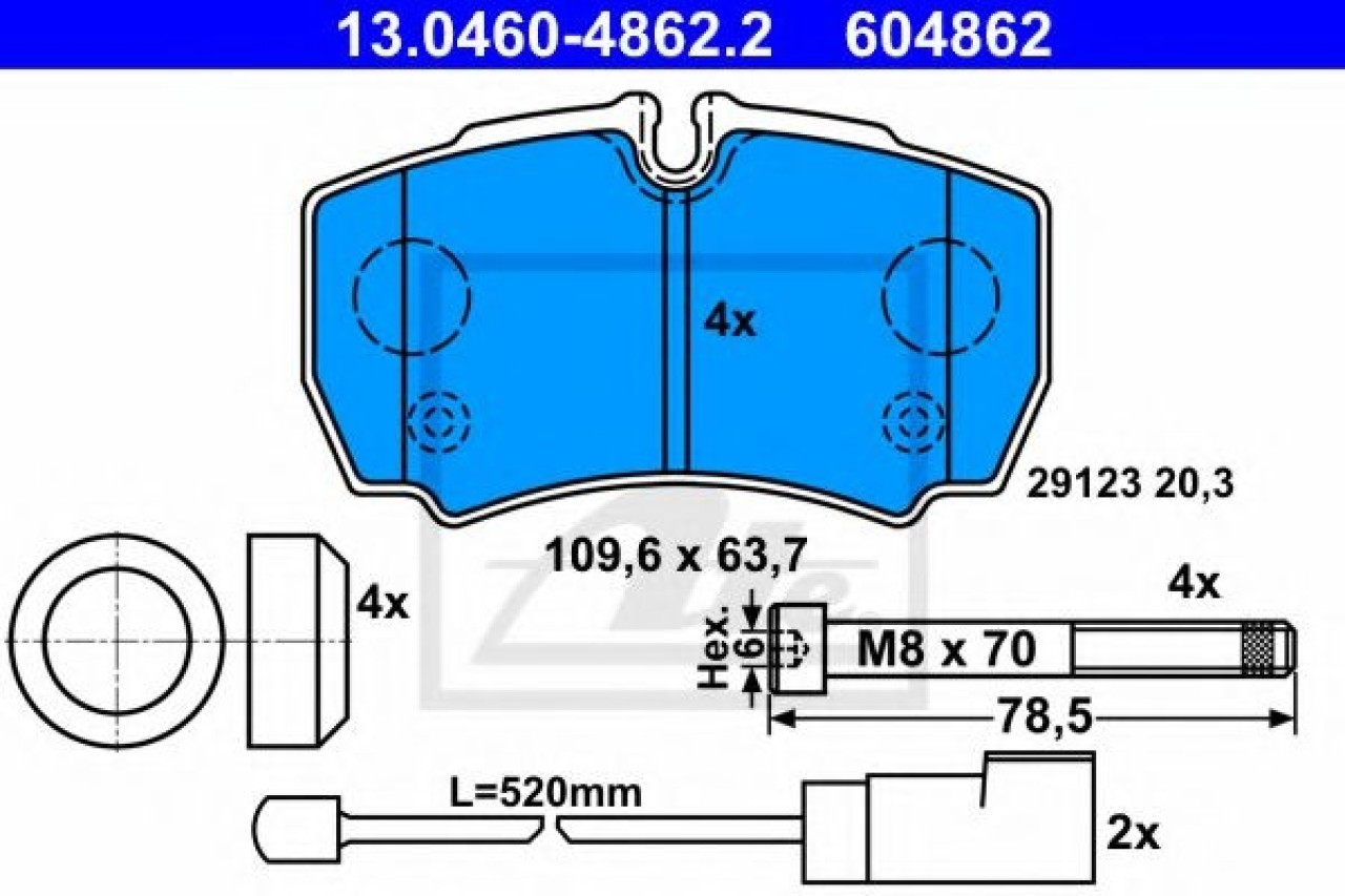Set placute frana,frana disc FORD TRANSIT caroserie (2006 - 2014) ATE 13.0460-4862.2 piesa NOUA