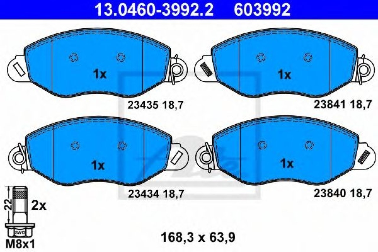 Set placute frana,frana disc FORD TRANSIT caroserie (FA) (2000 - 2006) ATE 13.0460-3992.2 piesa NOUA