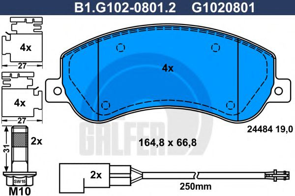 Set placute frana,frana disc FORD TRANSIT caroserie (2006 - 2014) GALFER B1.G102-0801.2 piesa NOUA