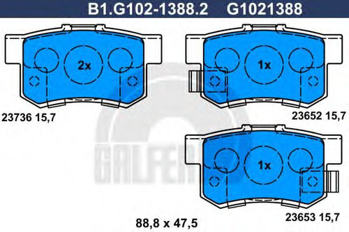 Set placute frana,frana disc HONDA STREAM (RN) (2001 - 2016) GALFER B1.G102-1388.2 piesa NOUA