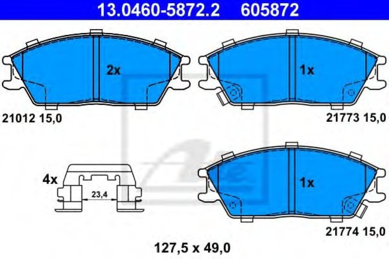 Set placute frana,frana disc HYUNDAI ACCENT II limuzina (LC) (1999 - 2006) ATE 13.0460-5872.2 piesa NOUA