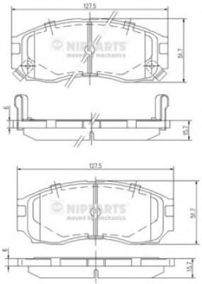 Set placute frana,frana disc HYUNDAI ELANTRA (XD) (2000 - 2006) NIPPARTS J3605030 piesa NOUA