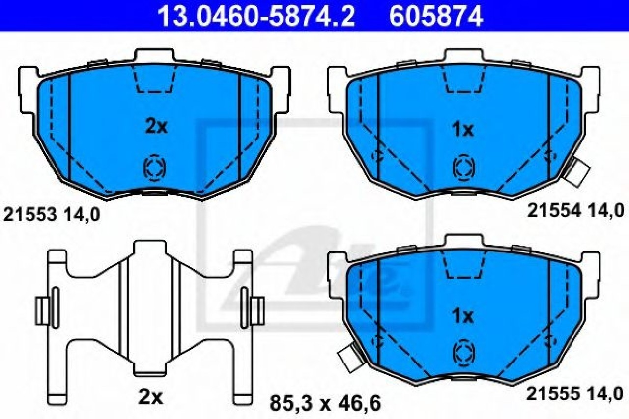 Set placute frana,frana disc HYUNDAI ELANTRA limuzina (XD) (2000 - 2006) ATE 13.0460-5874.2 piesa NOUA