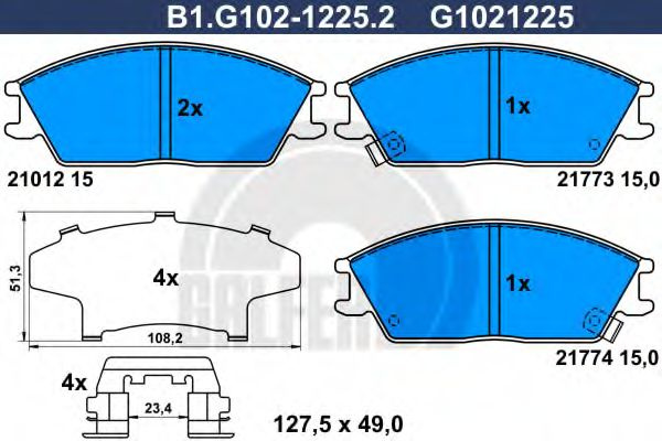 Set placute frana,frana disc HYUNDAI GETZ (TB) (2002 - 2010) GALFER B1.G102-1225.2 piesa NOUA