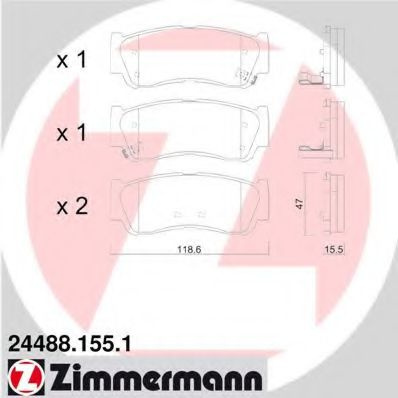 Set placute frana,frana disc HYUNDAI H-1 Starex (H200) caroserie (1997 - 2007) ZIMMERMANN 24488.155.1 piesa NOUA